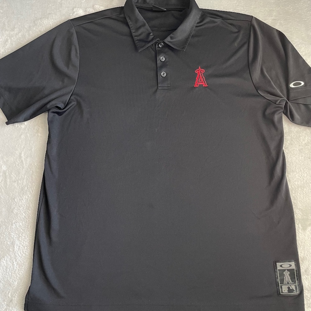 Oakley x MLB Los Angeles Angels Mens Golf Polo Shirt Size XL Black